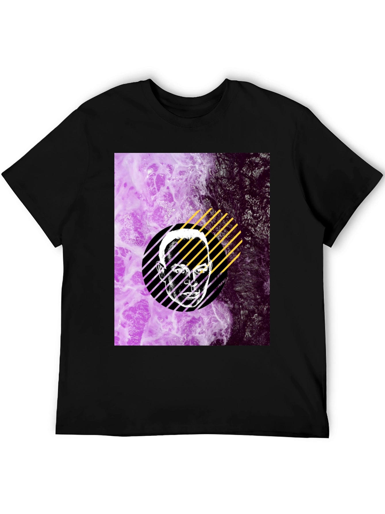 Abstract Face Graphic Print Black T-Shirt