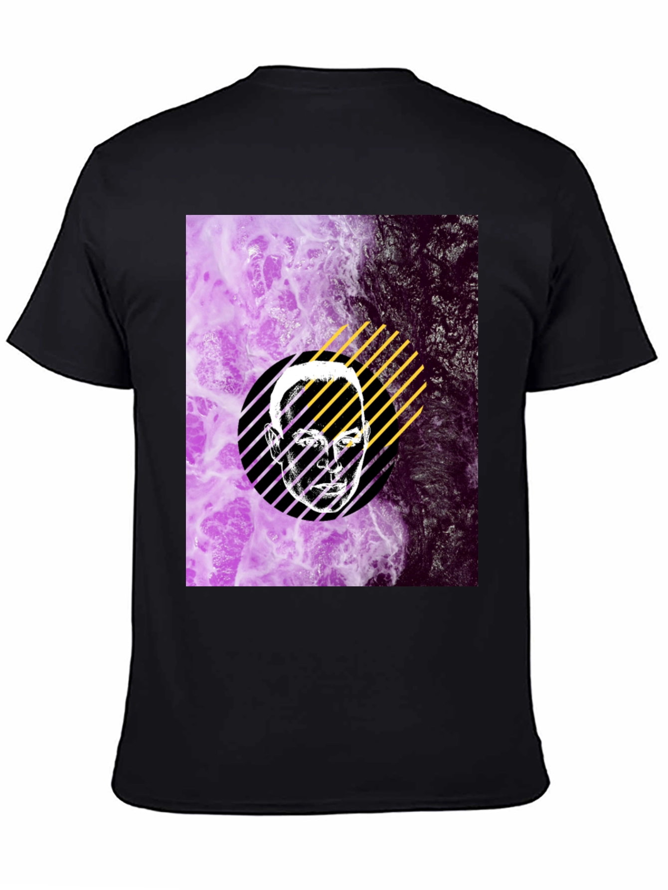 Abstract Face Graphic Print Black T-Shirt