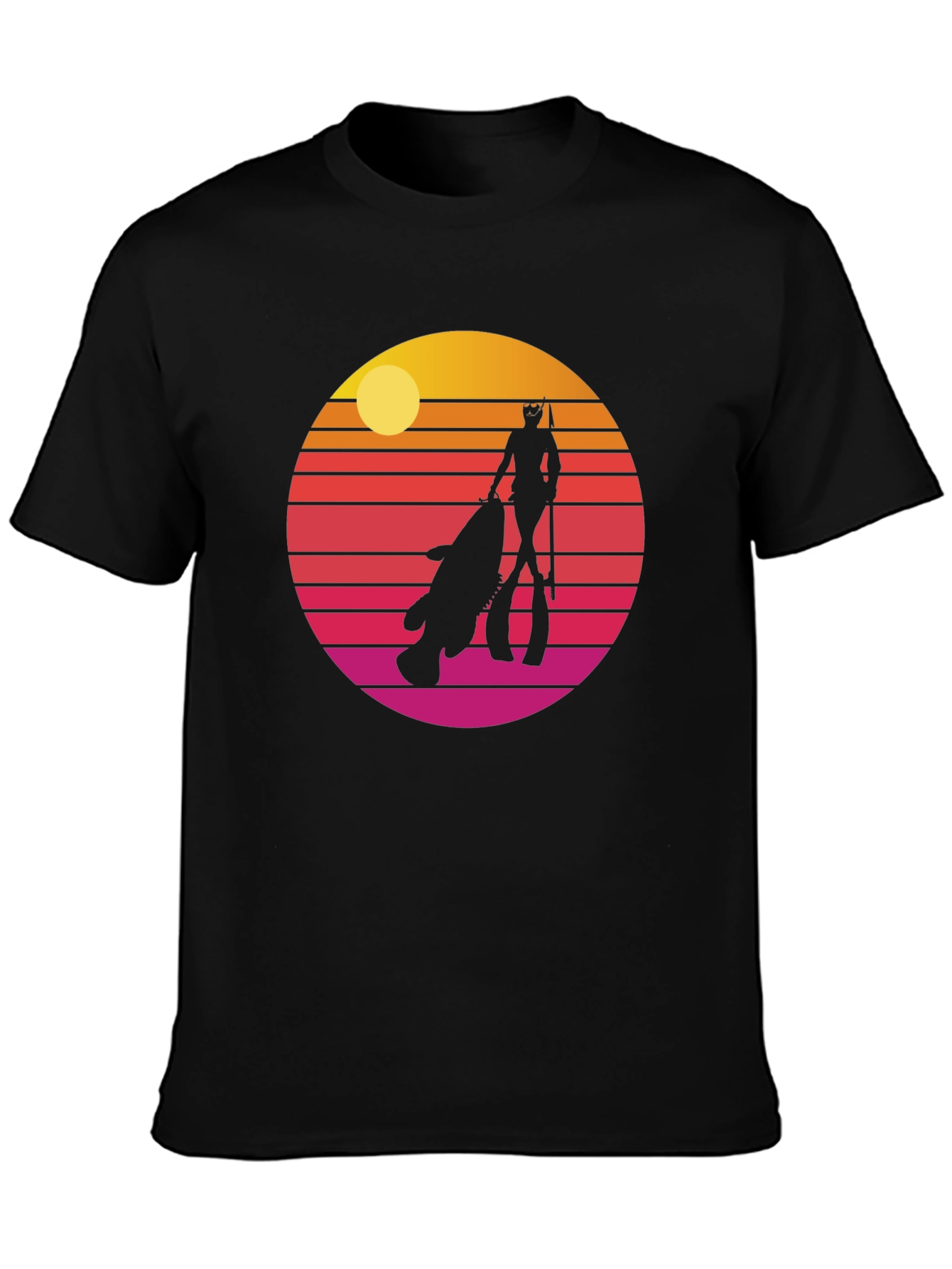 Retro Spearfishing T-Shirt - Sunset Diver Tee