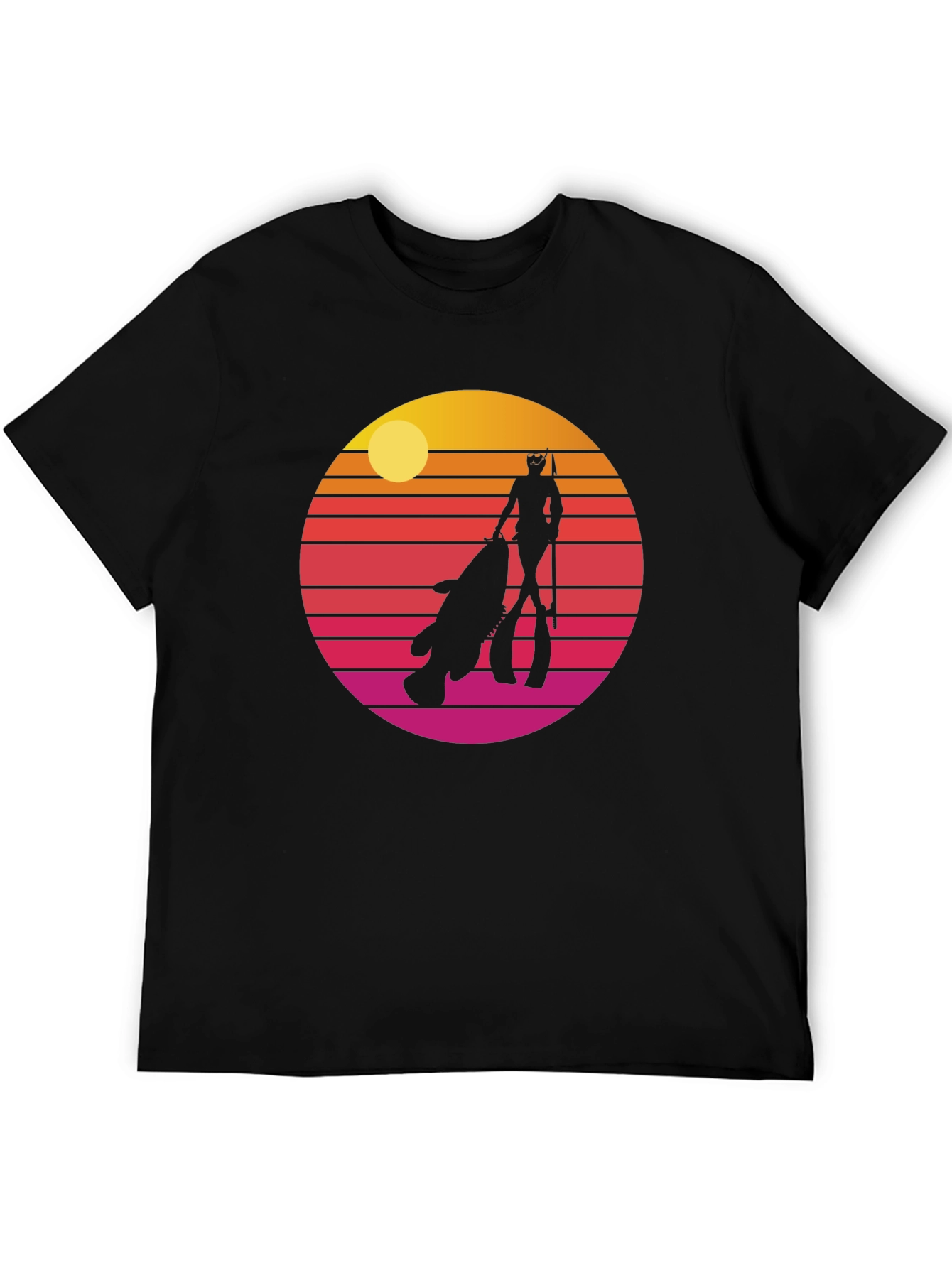 Retro Spearfishing T-Shirt - Sunset Diver Tee