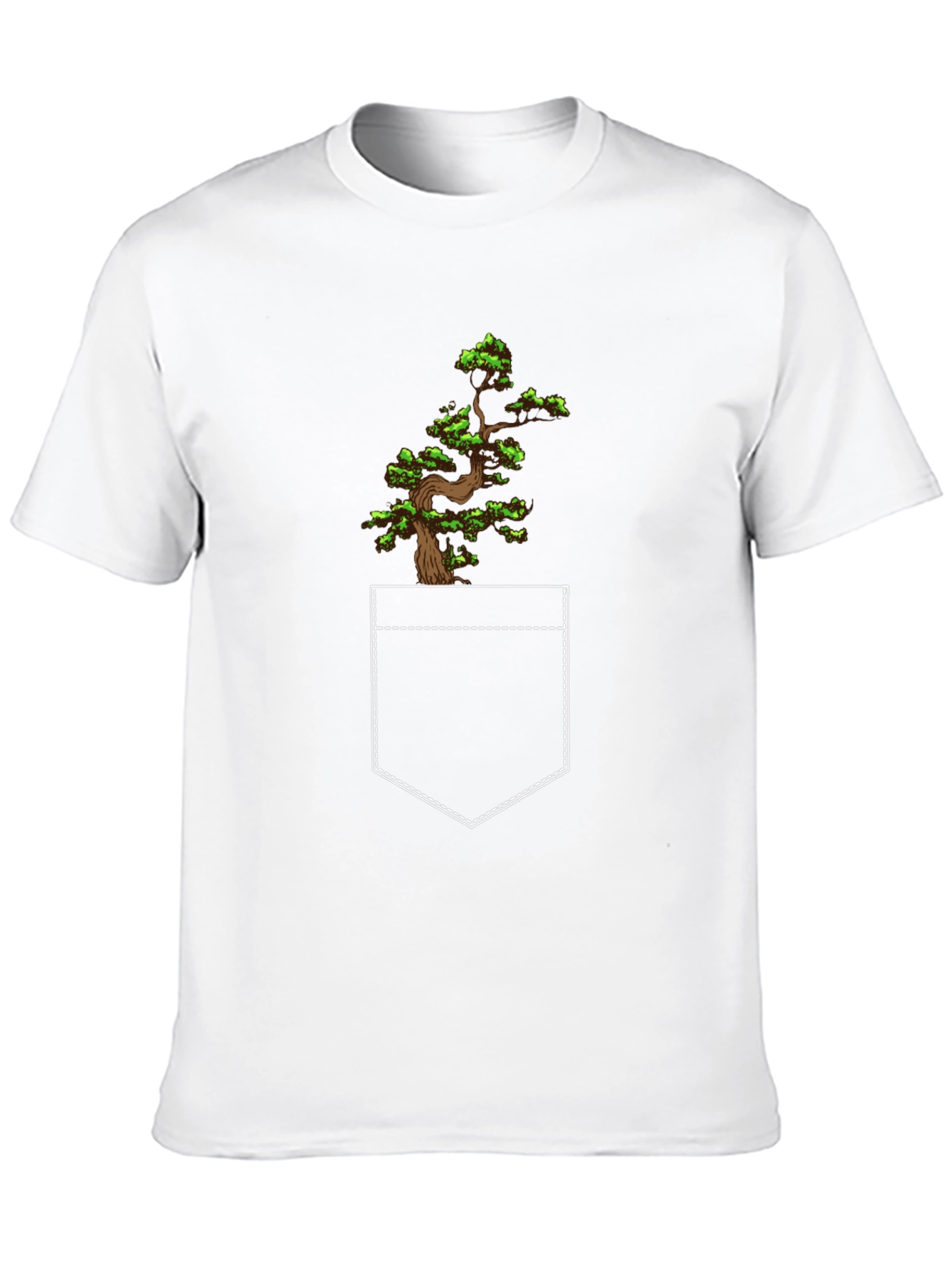 Bonsai Tree Pocket Print Black T-Shirt