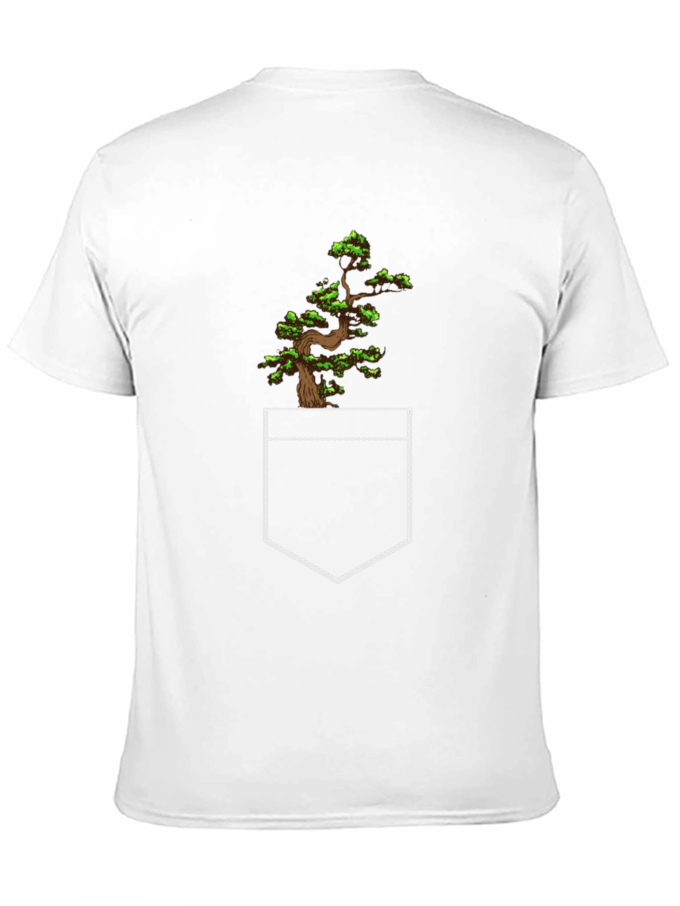 Bonsai Tree Pocket Print Black T-Shirt