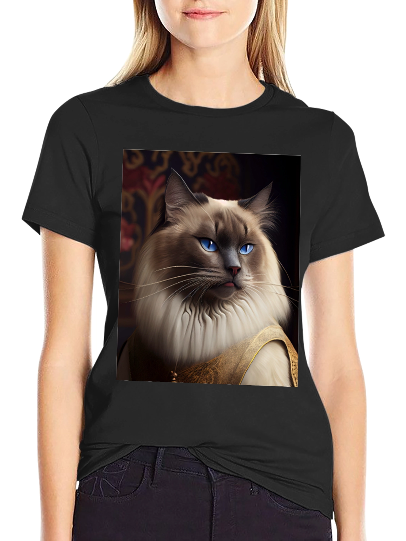 Regal Cat Graphic Tee - Unique Animal Design