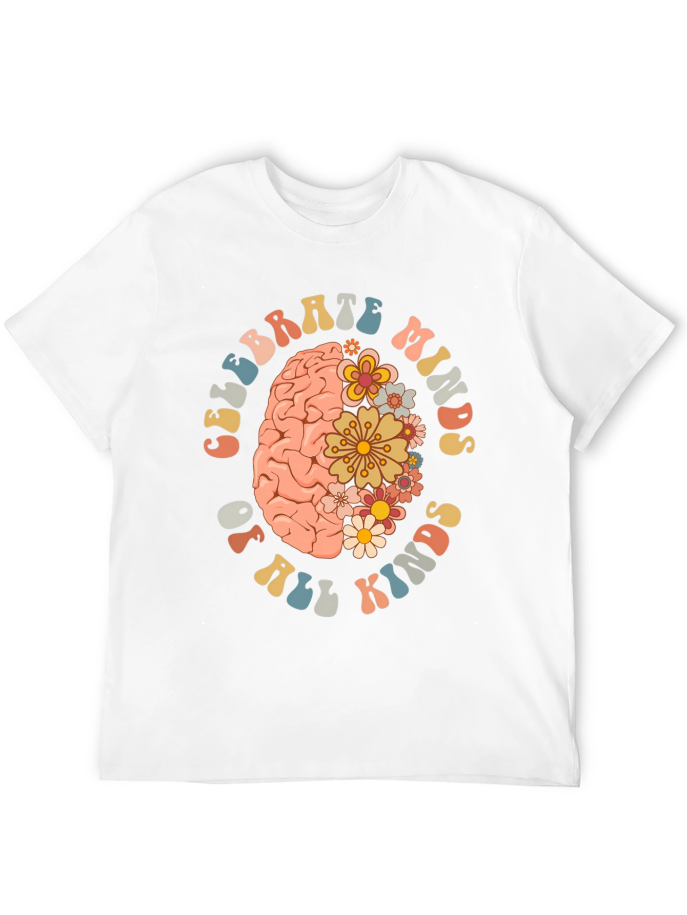 Celebrate Minds T-Shirt - Floral Brain Design