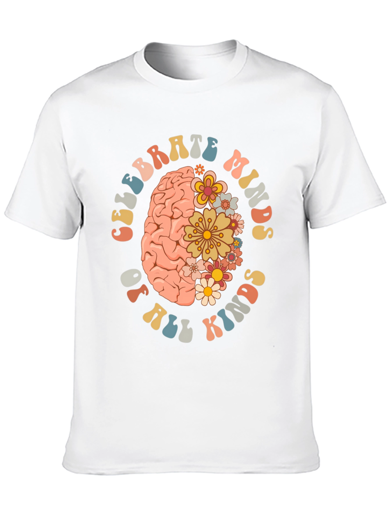 Celebrate Minds T-Shirt - Floral Brain Design