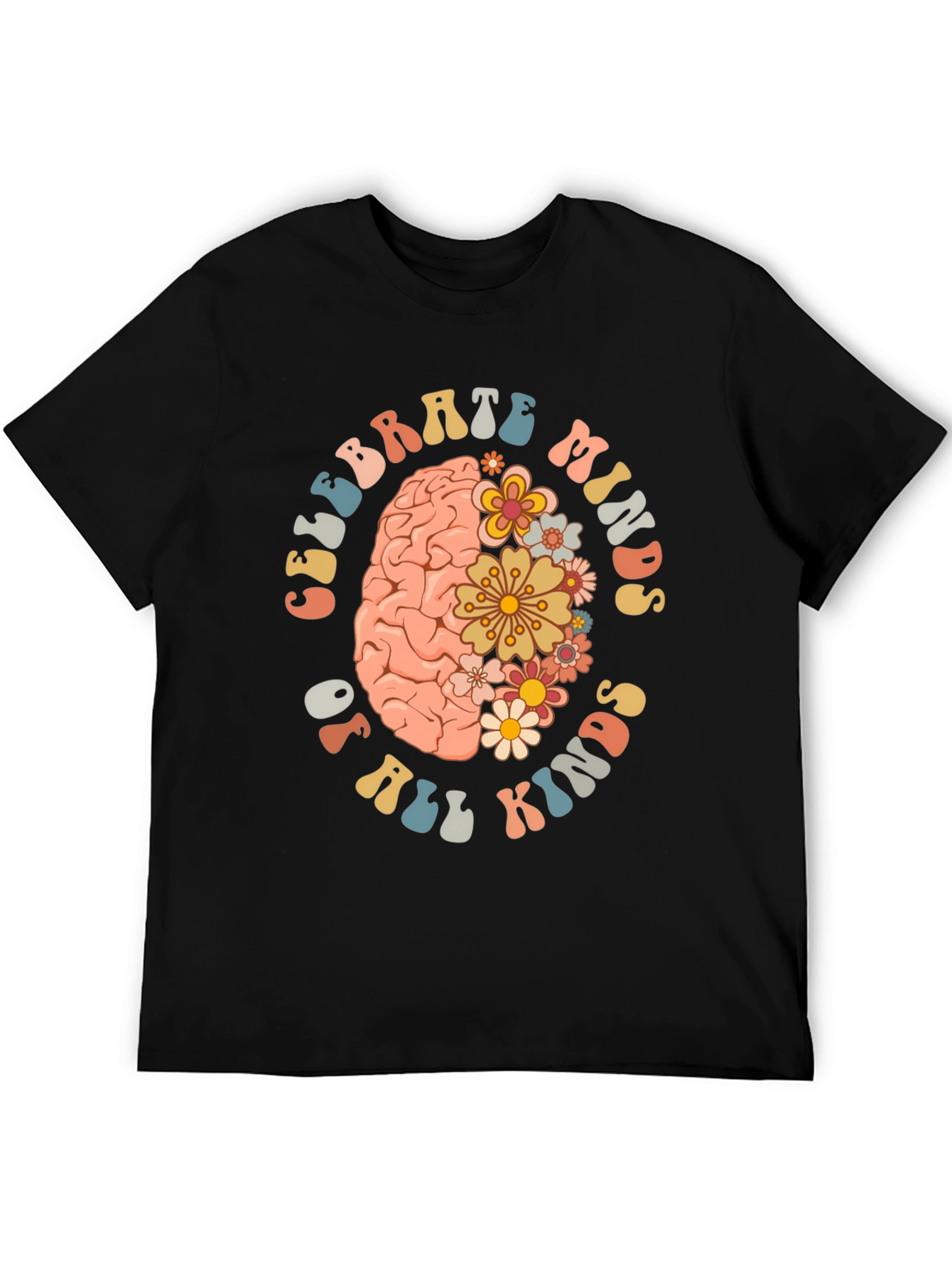 Celebrate Minds T-Shirt - Floral Brain Design