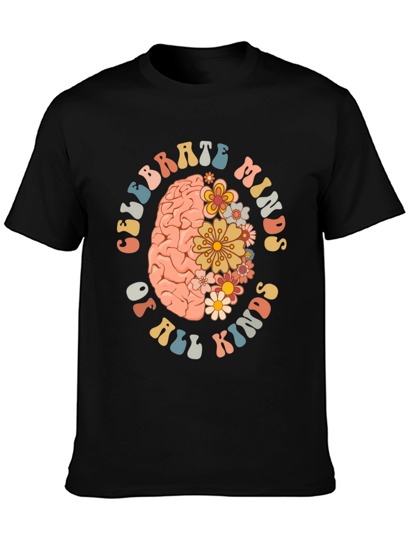 Celebrate Minds T-Shirt - Floral Brain Design