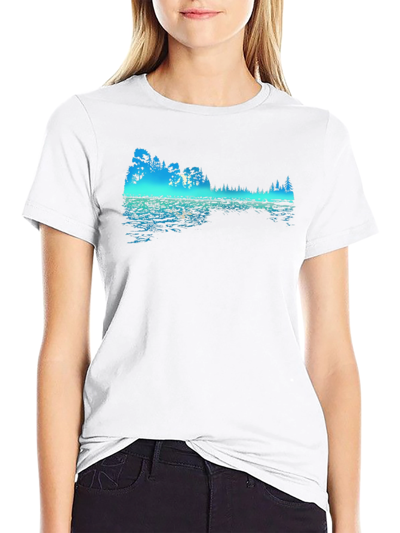 Nature Reflection Graphic Black T-Shirt