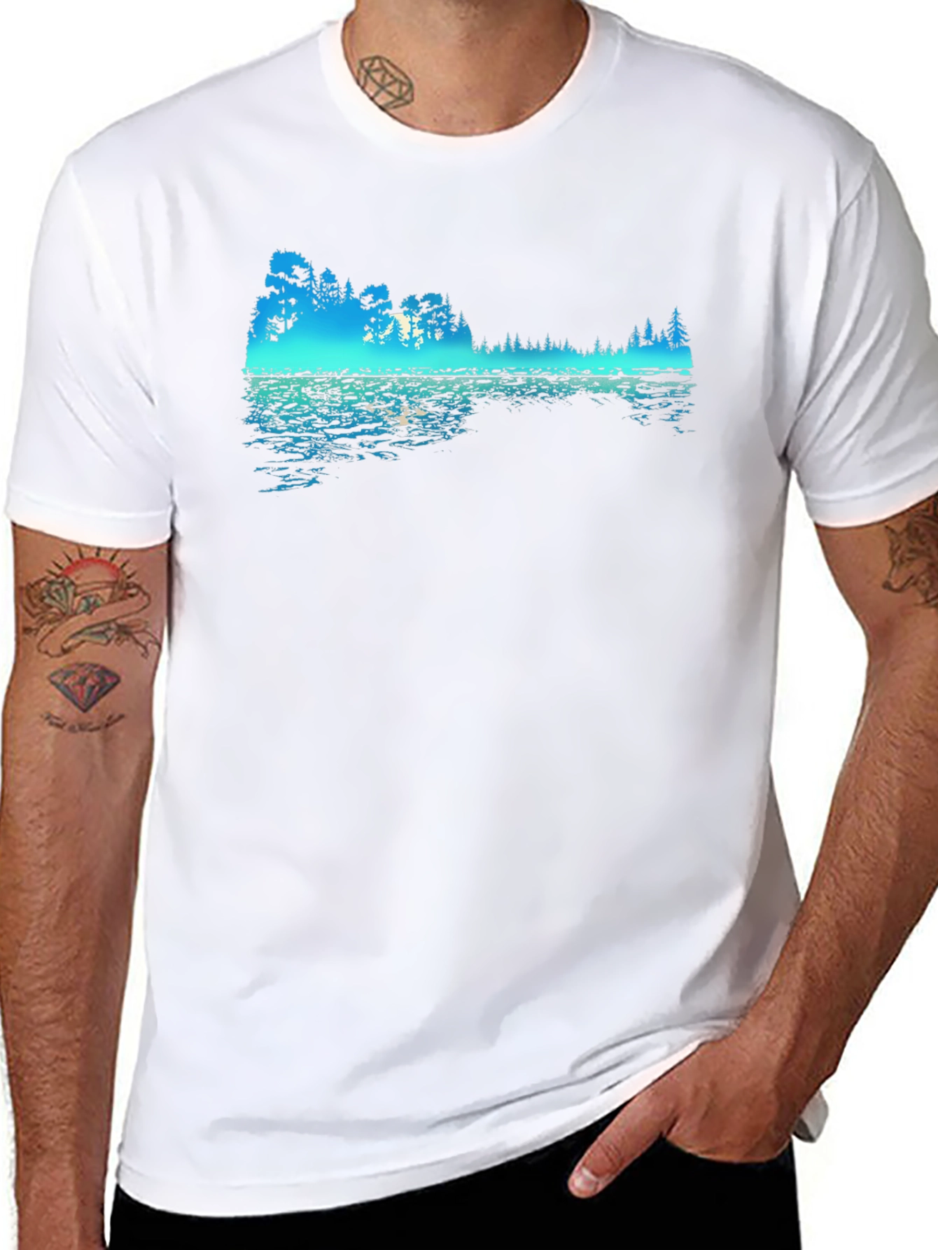 Nature Reflection Graphic Black T-Shirt