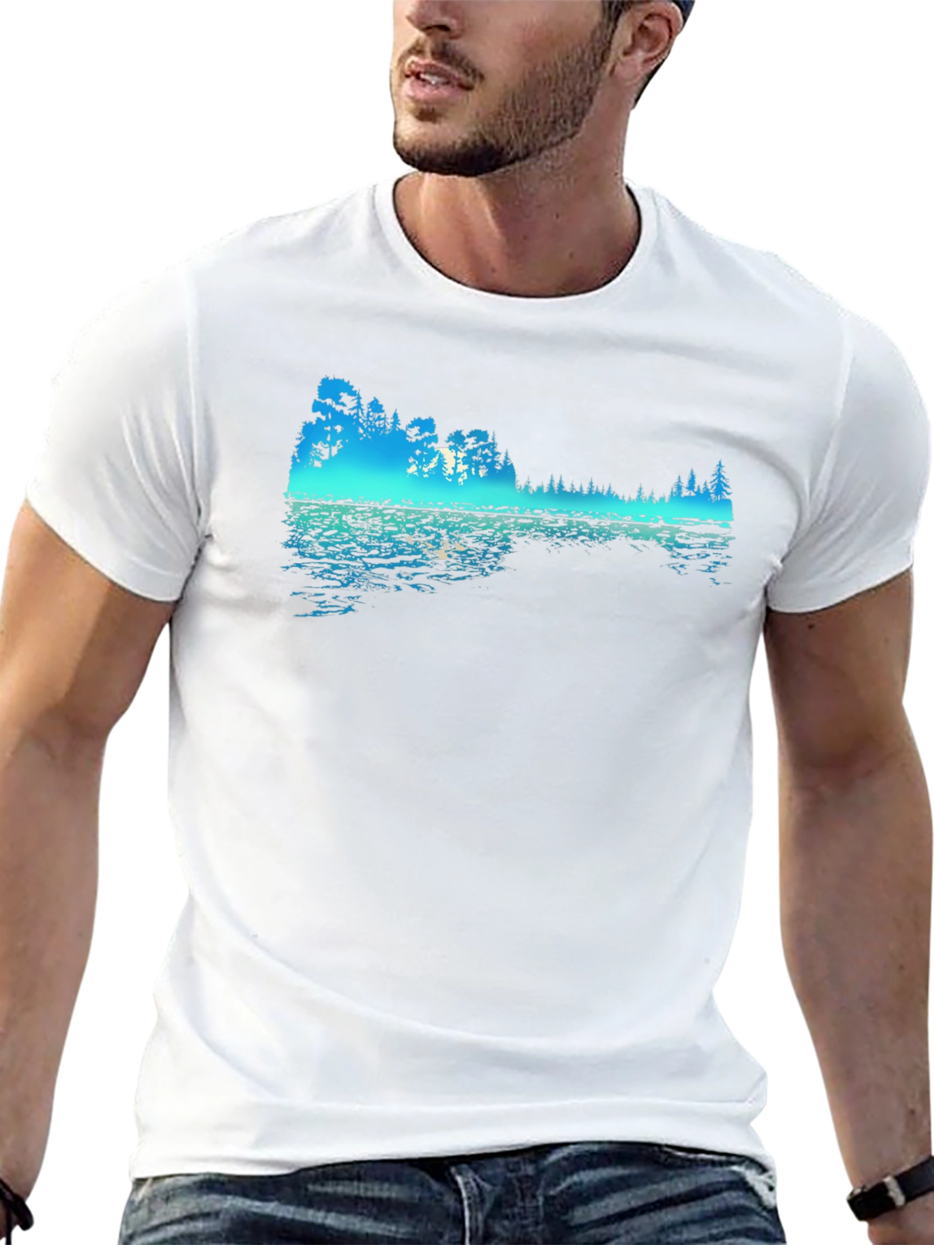 Nature Reflection Graphic Black T-Shirt