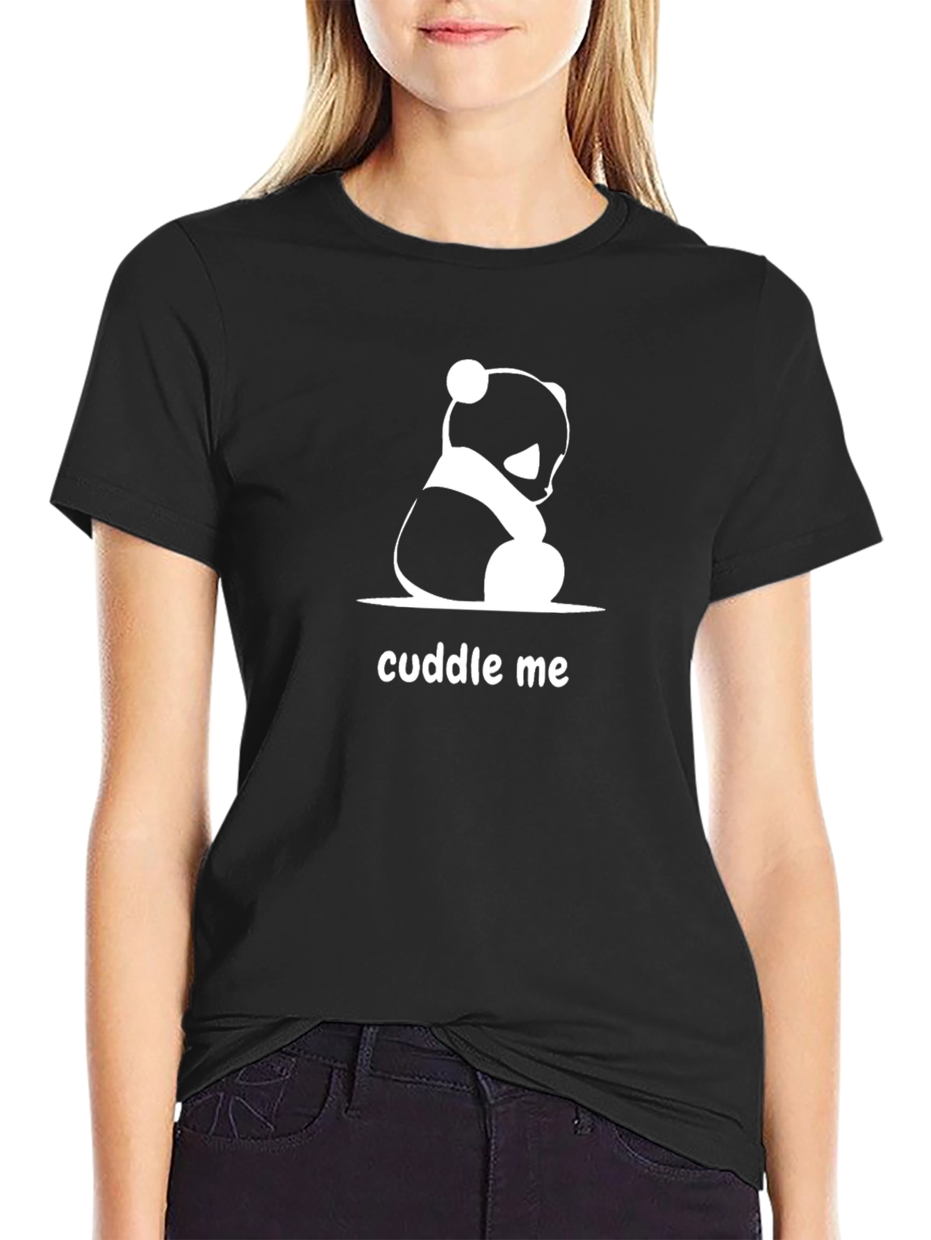 Cuddle Me Panda Bear Black T-Shirt