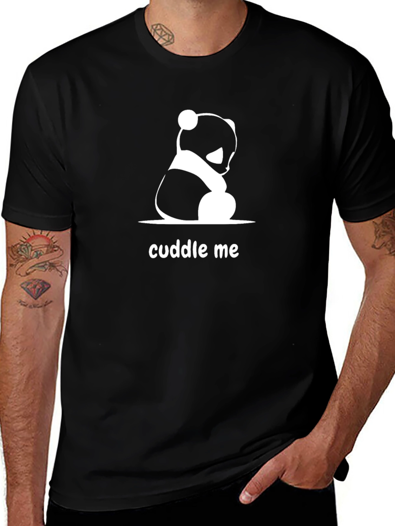 Cuddle Me Panda Bear Black T-Shirt