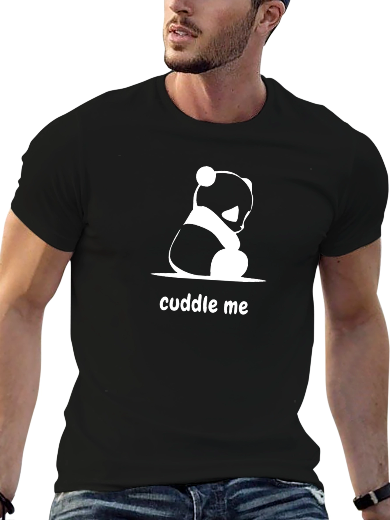 Cuddle Me Panda Bear Black T-Shirt