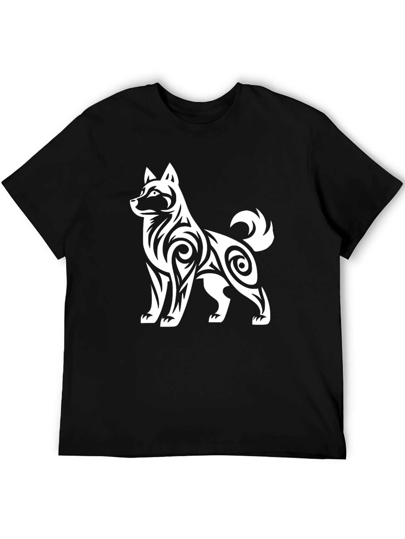 Mens Tribal Dog Graphic Black T-Shirt