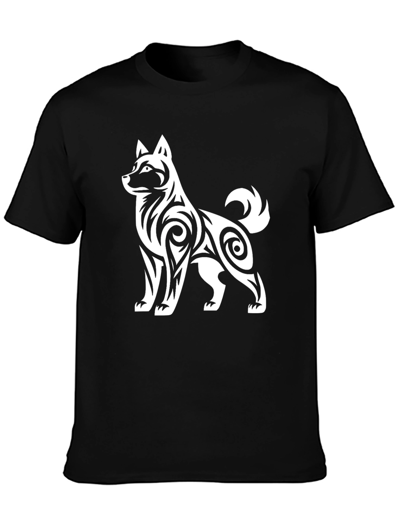 Mens Tribal Dog Graphic Black T-Shirt