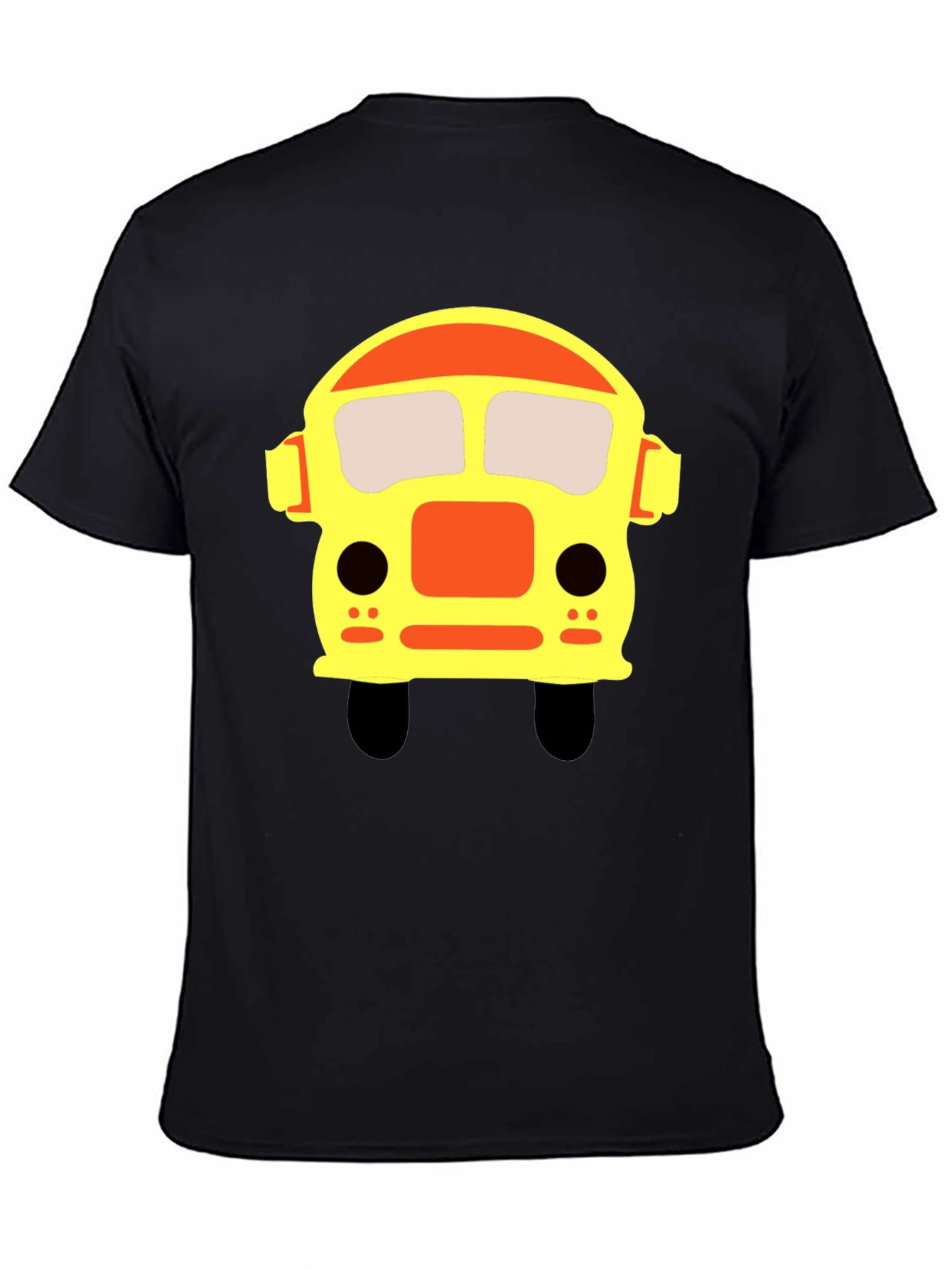 Cartoon Bus Graphic Black T-Shirt