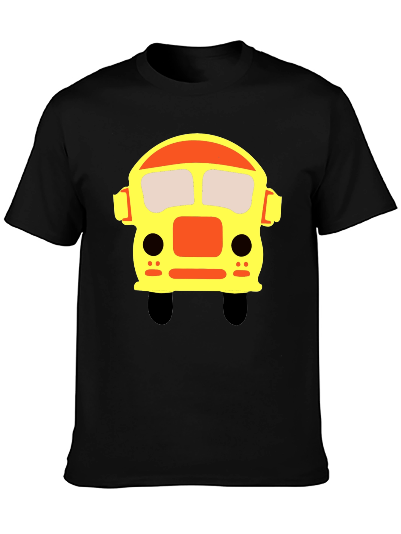 Cartoon Bus Graphic Black T-Shirt