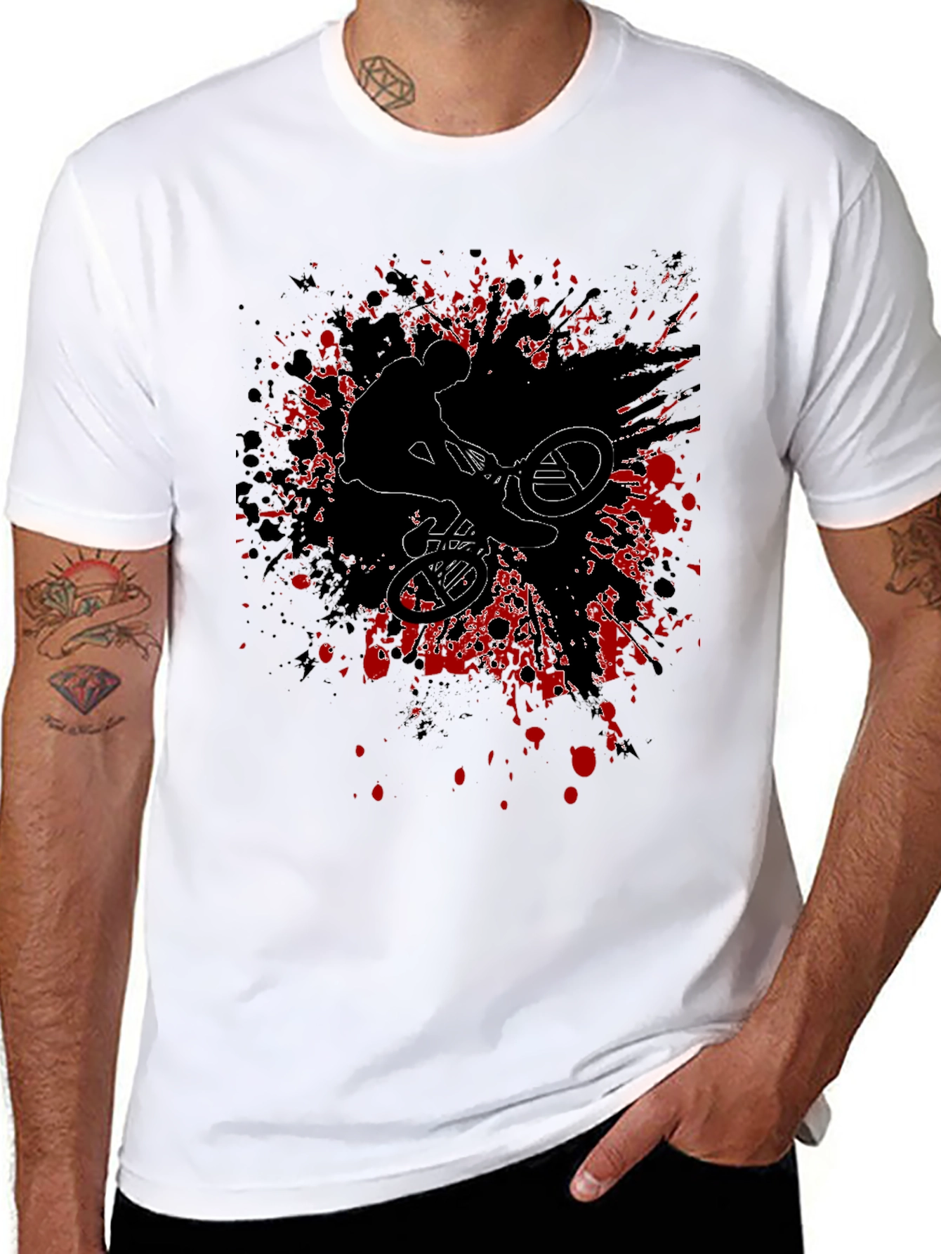 BMX Rider Graphic Tee - Black Cotton Blend Shirt
