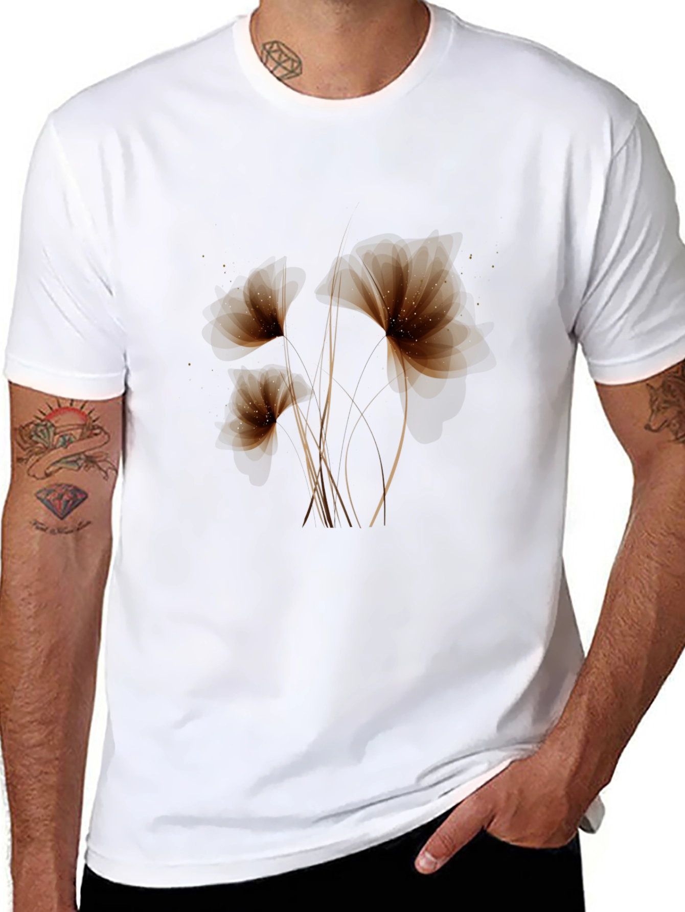 Floral Elegance: Black Graphic Tee