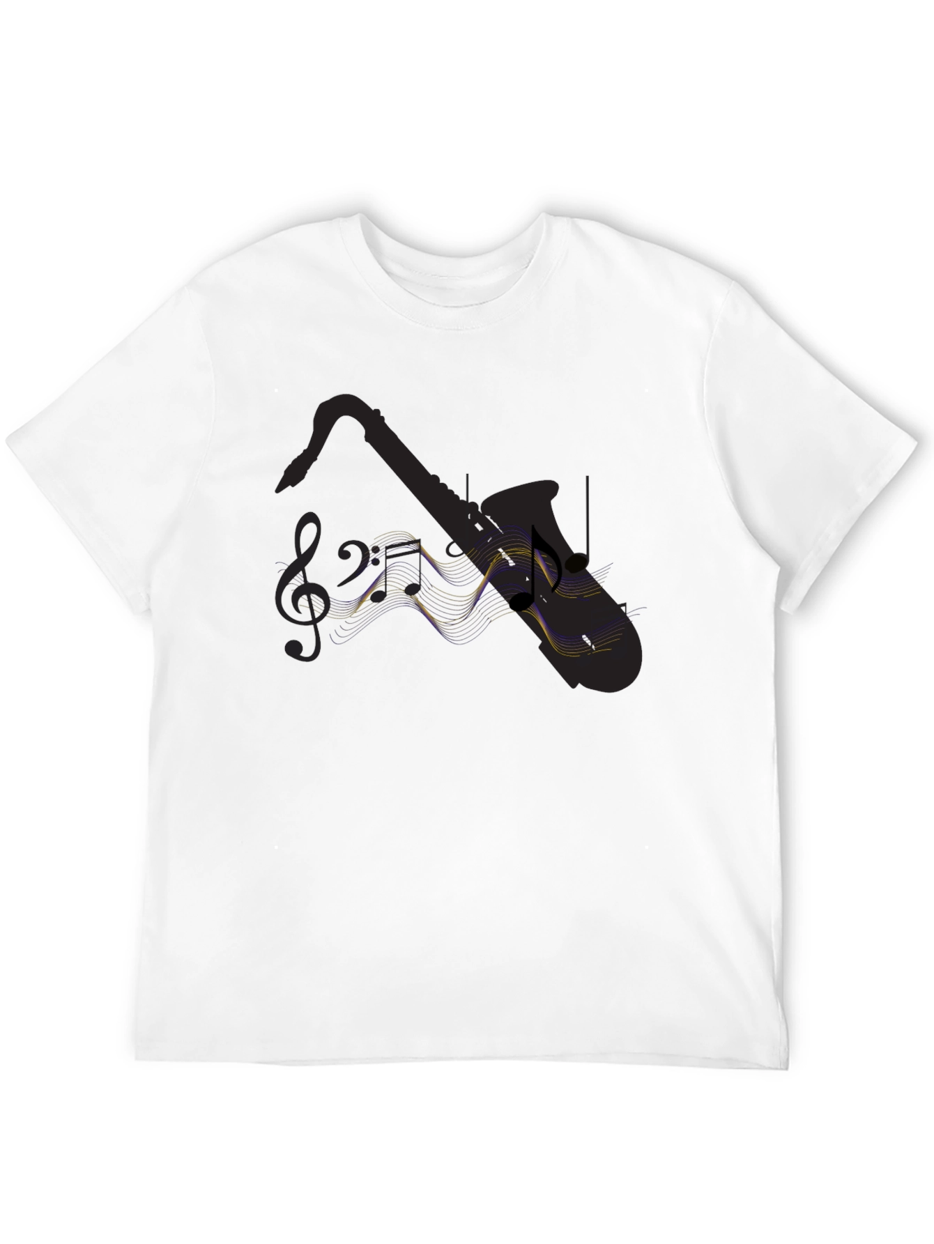 Saxophone Music Notes Black T-Shirt