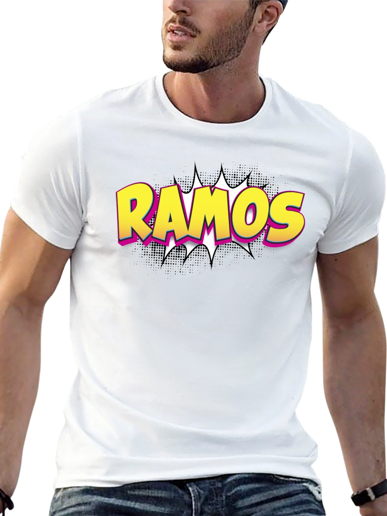 Ramos Comic Book Style T-Shirt - Black Cotton Tee