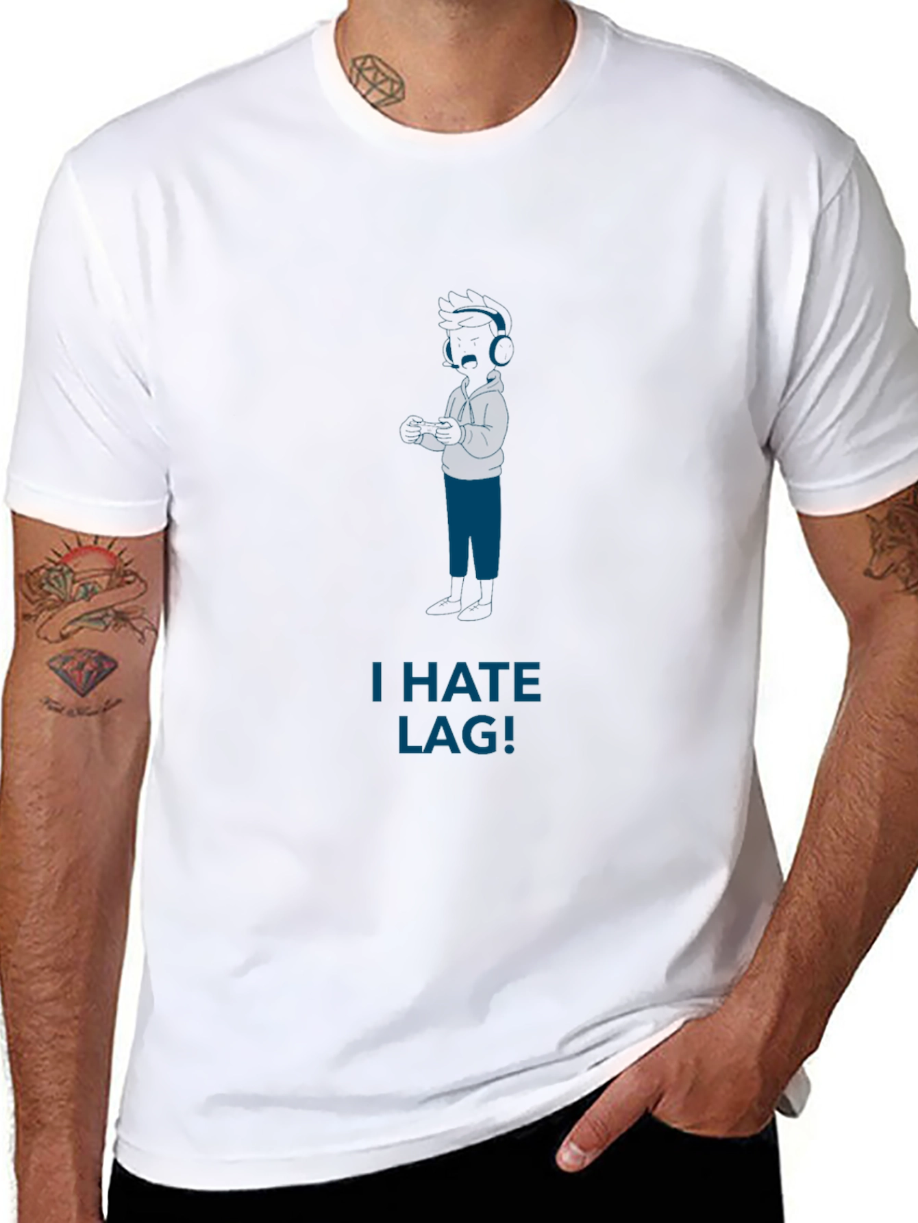 I Hate Lag! Gamer T-Shirt - Black