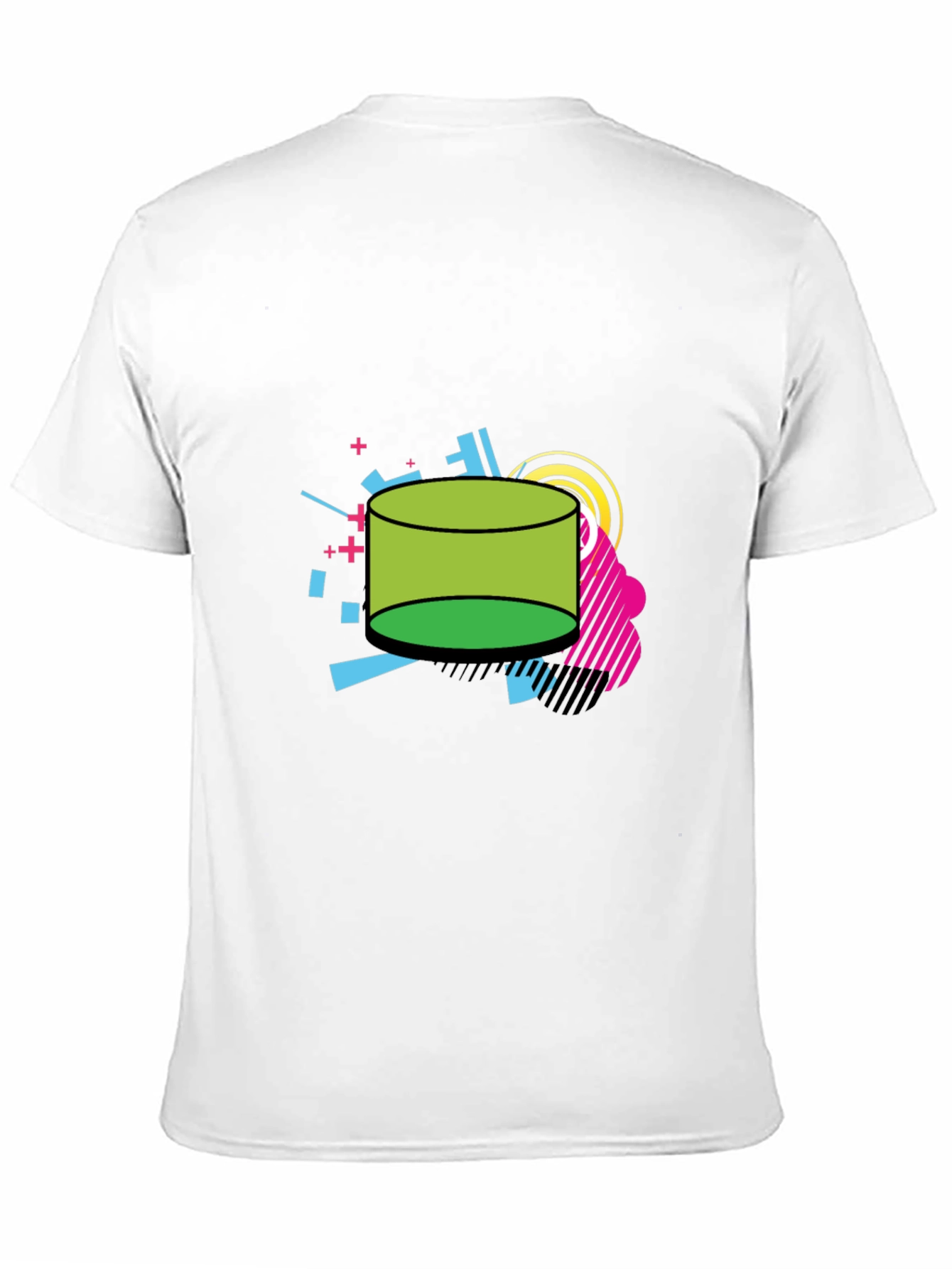 Retro Geometric Green Cylinder Black T-Shirt