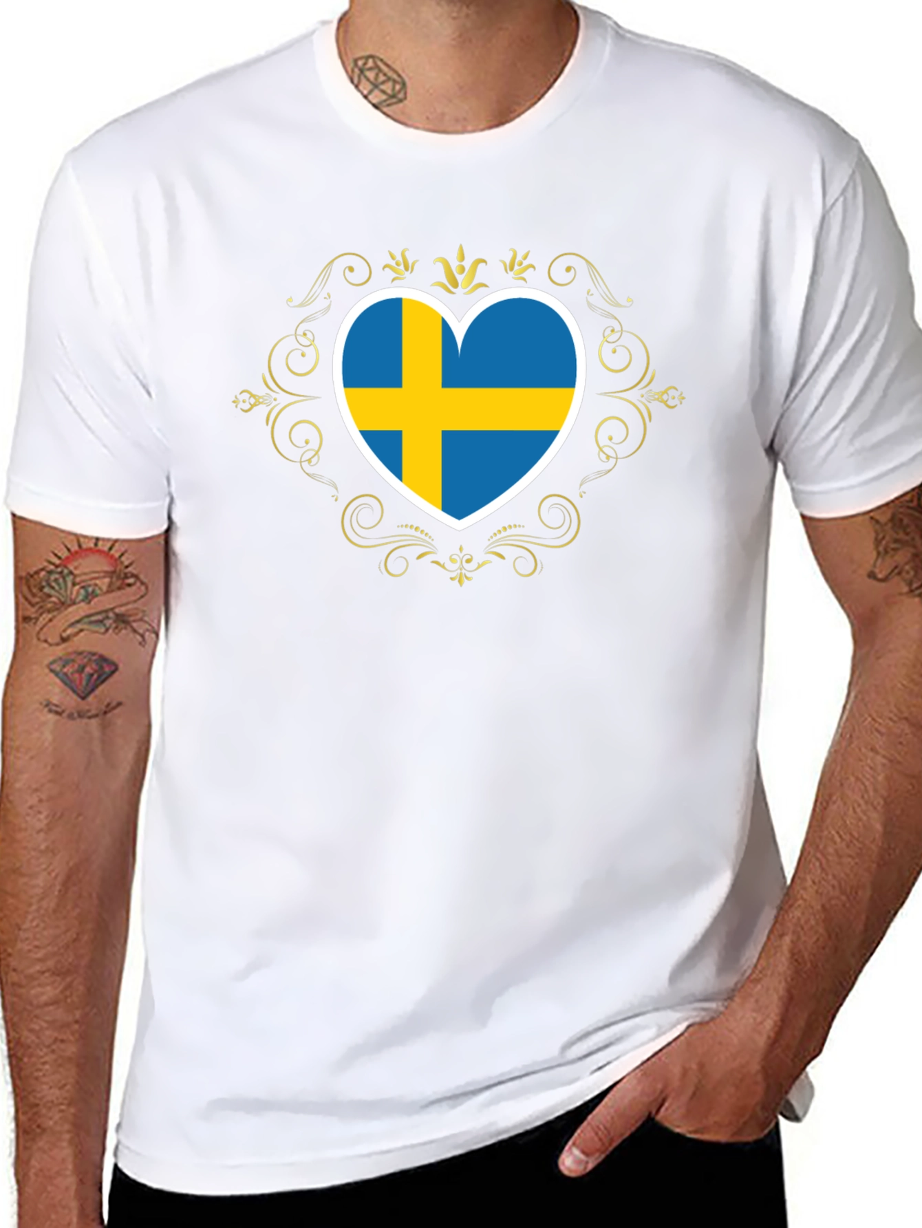 Sweden Flag Heart T-Shirt