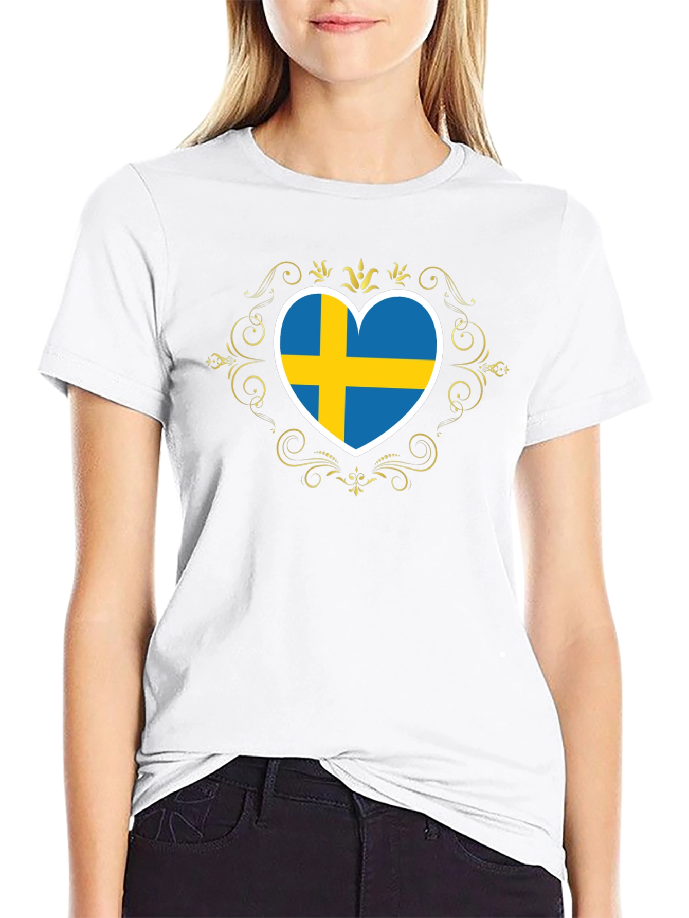 Sweden Flag Heart T-Shirt
