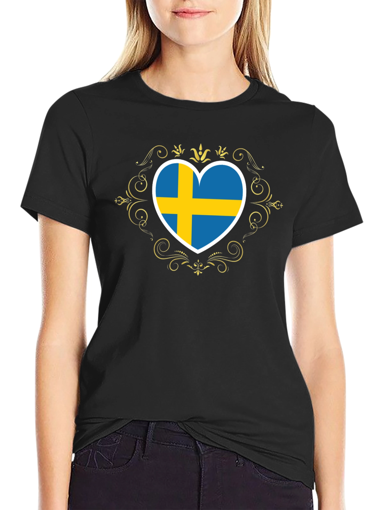 Sweden Flag Heart T-Shirt