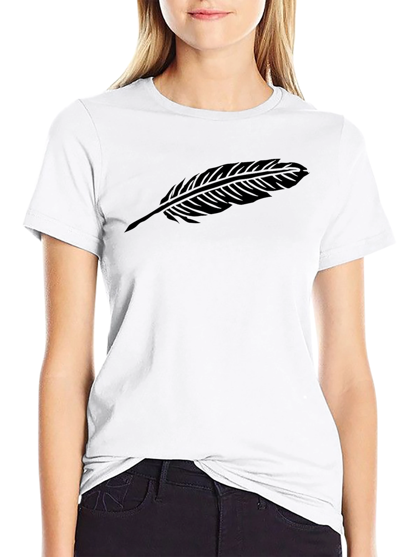 Black Feather Graphic Tee - Stylish and Comfortable