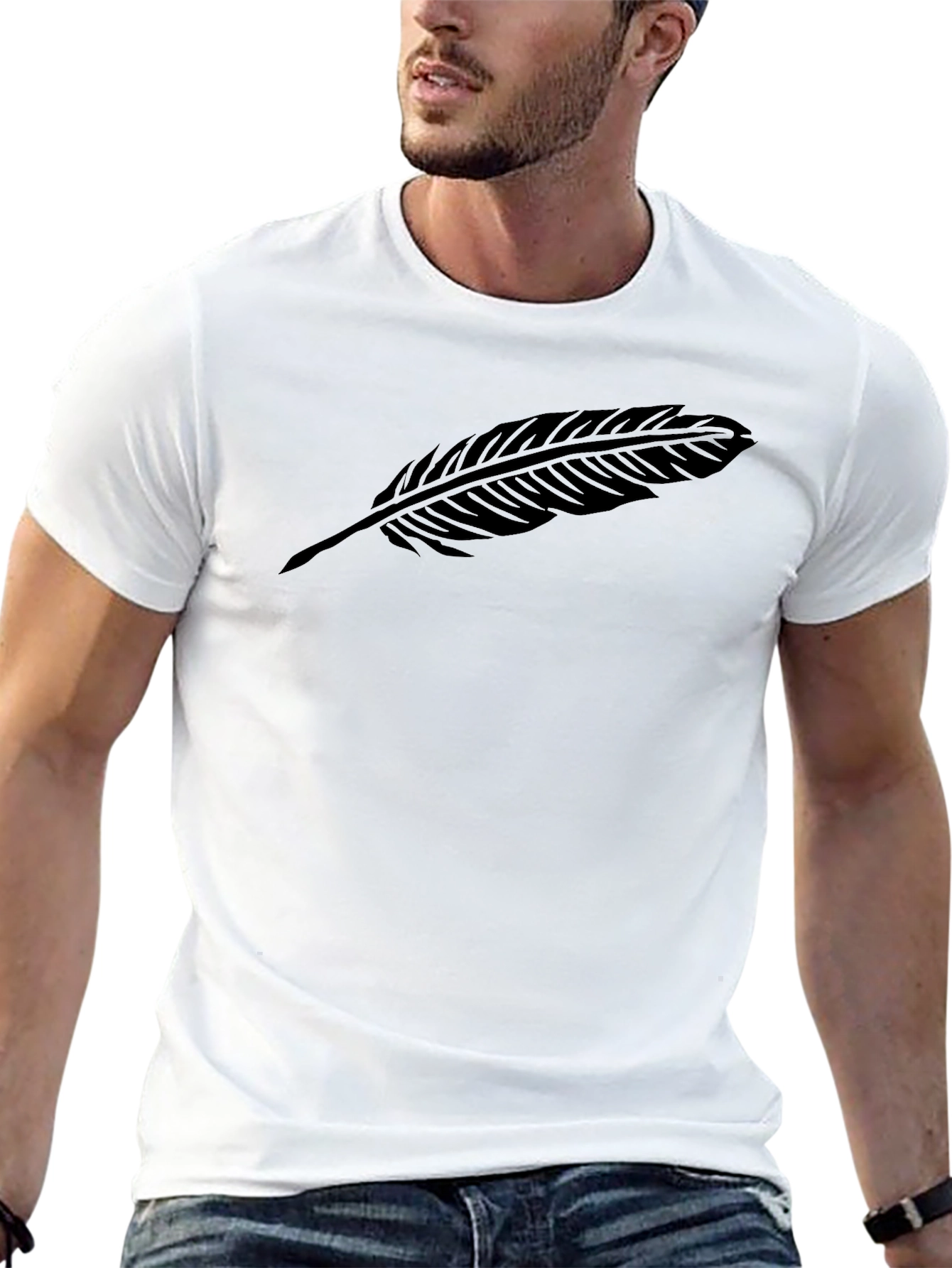 Black Feather Graphic Tee - Stylish and Comfortable