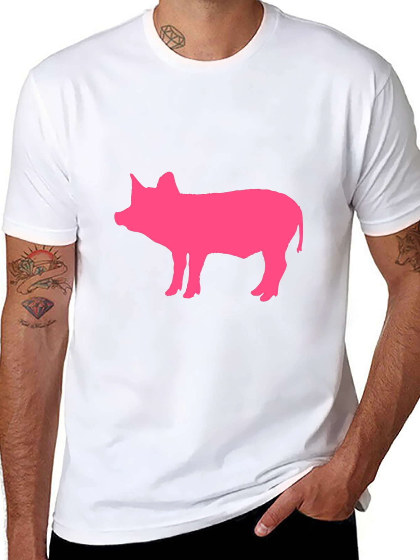 Pink Pig Graphic Black T-Shirt