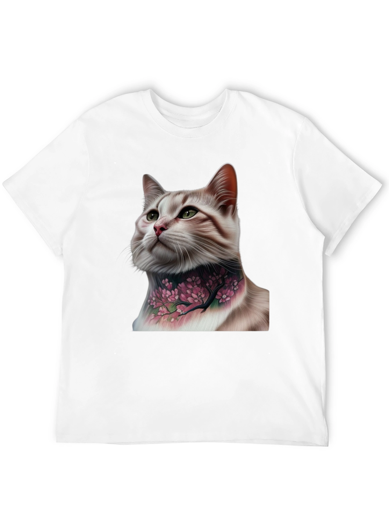Cat with Floral Tattoo Graphic Tee