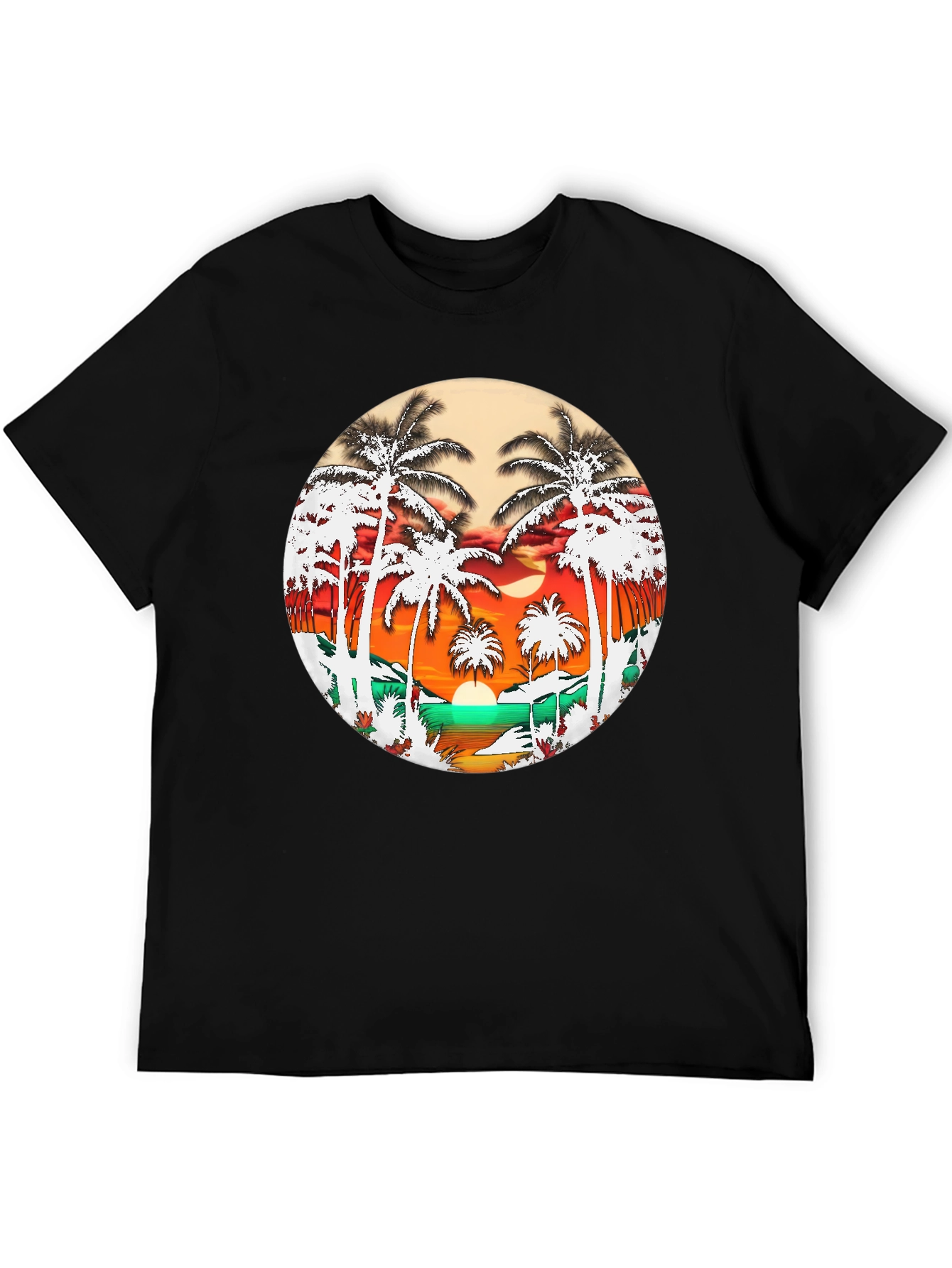 Tropical Palm Tree Sunset Graphic Tee