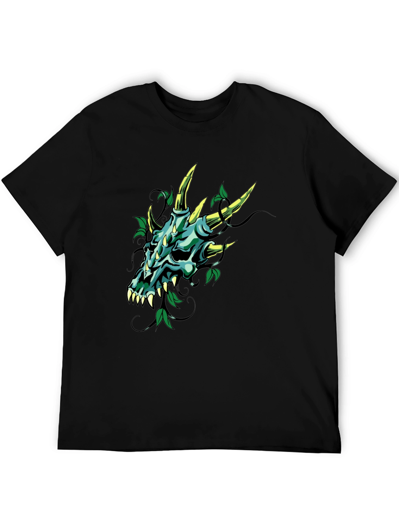 Dragon Skull Graphic Tee - Mens Black T-Shirt