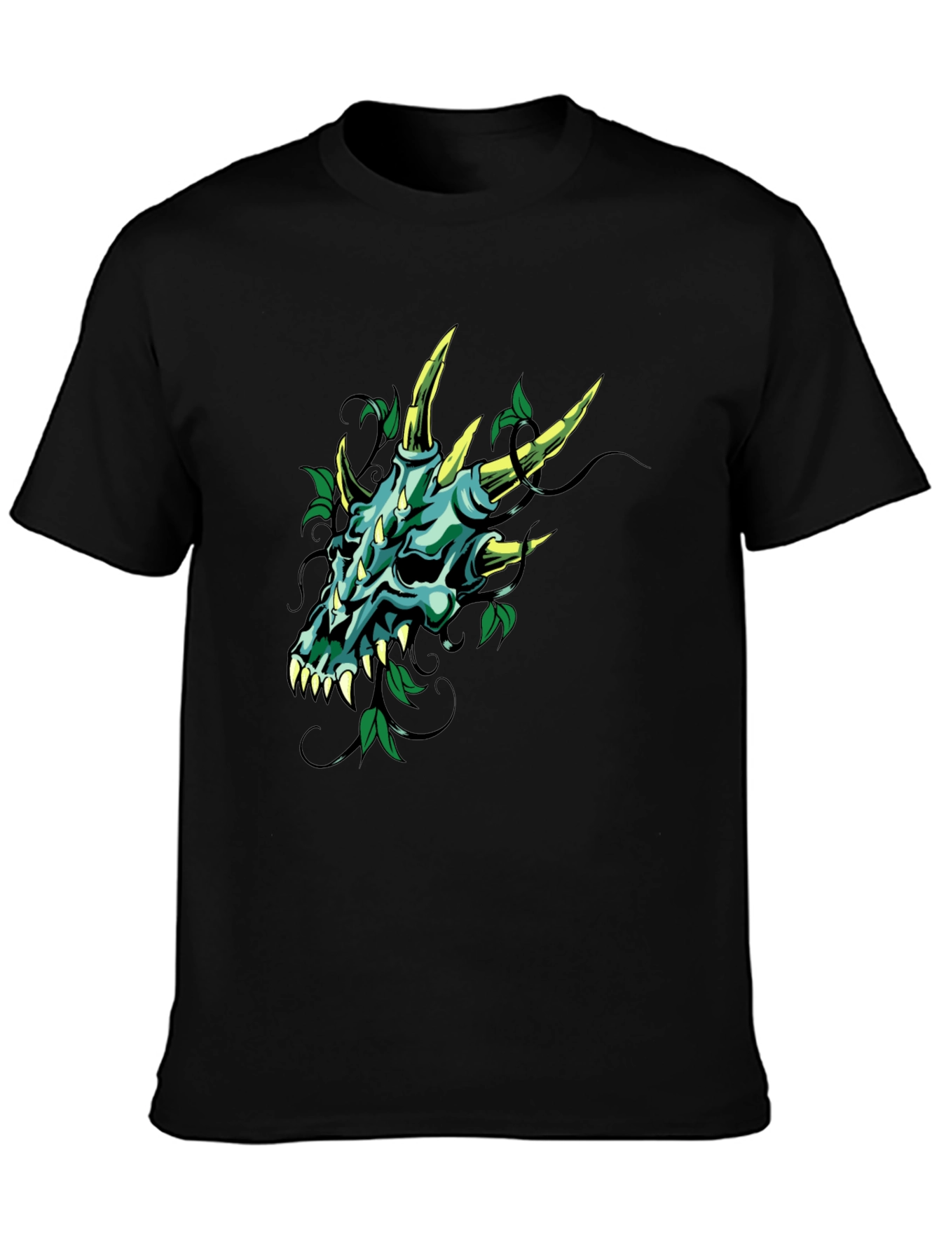 Dragon Skull Graphic Tee - Mens Black T-Shirt