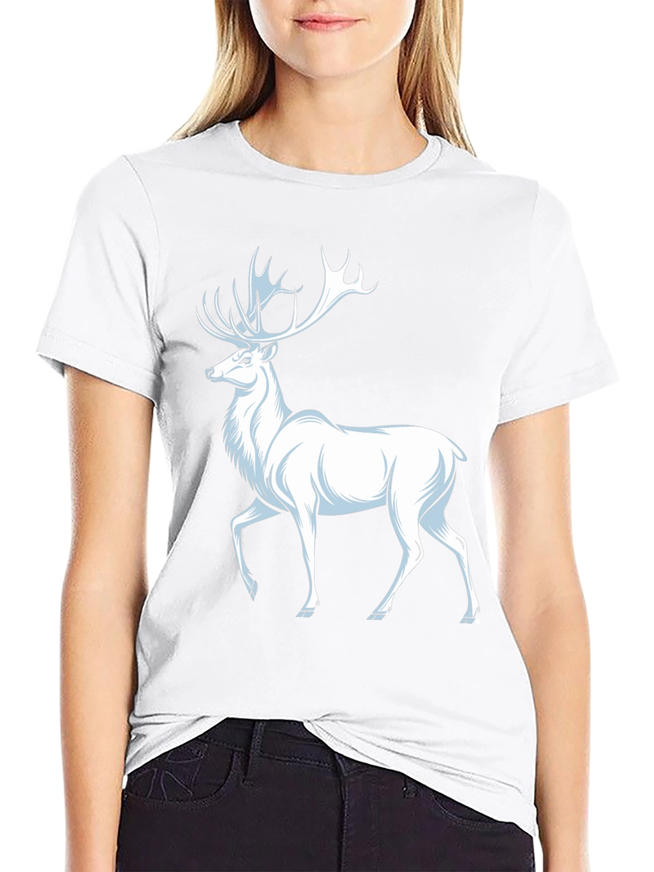 White Deer Graphic T-Shirt - Classic Black Tee