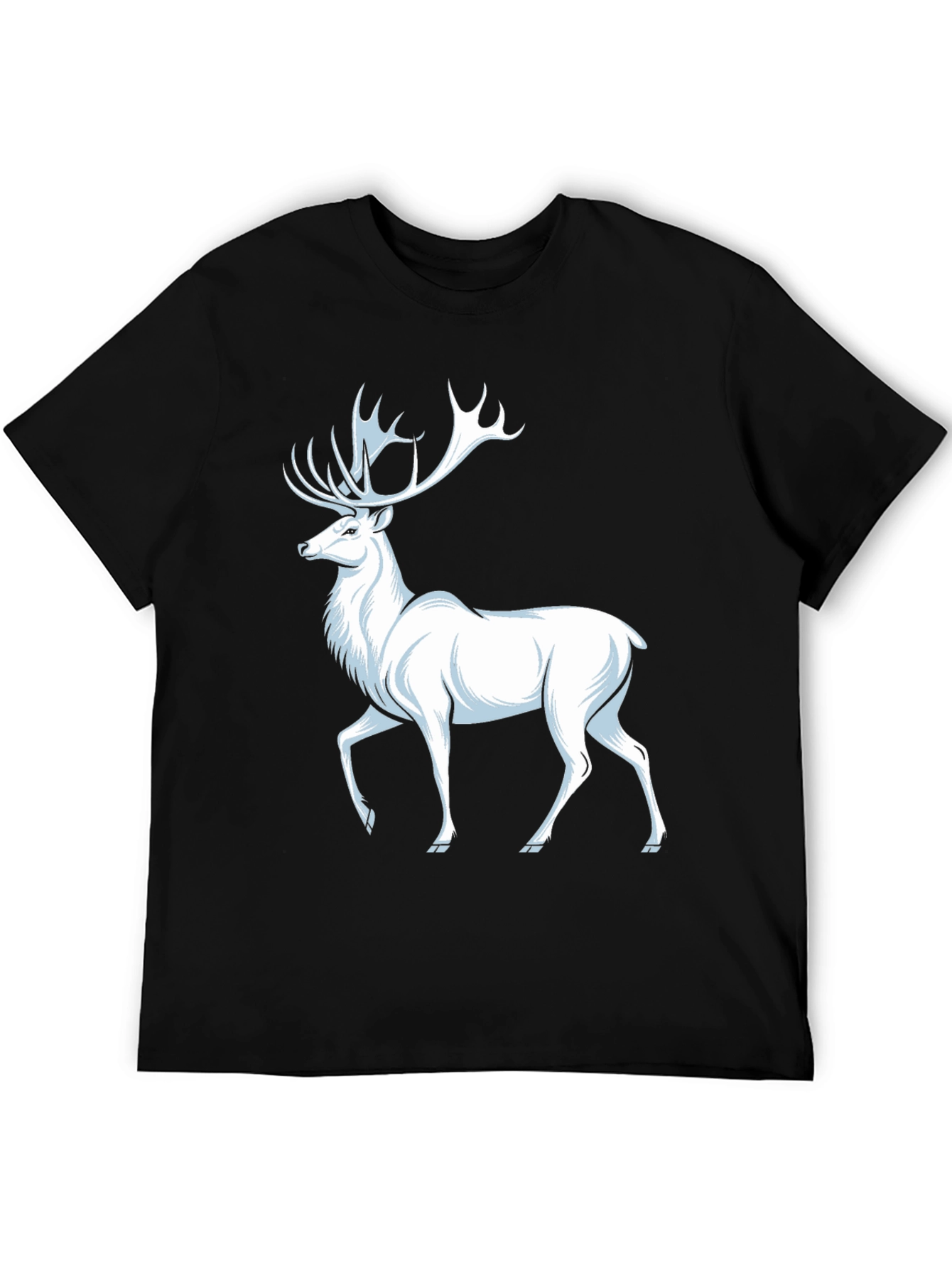 White Deer Graphic T-Shirt - Classic Black Tee