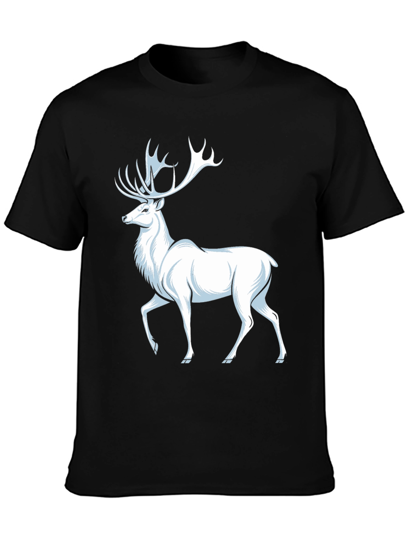 White Deer Graphic T-Shirt - Classic Black Tee