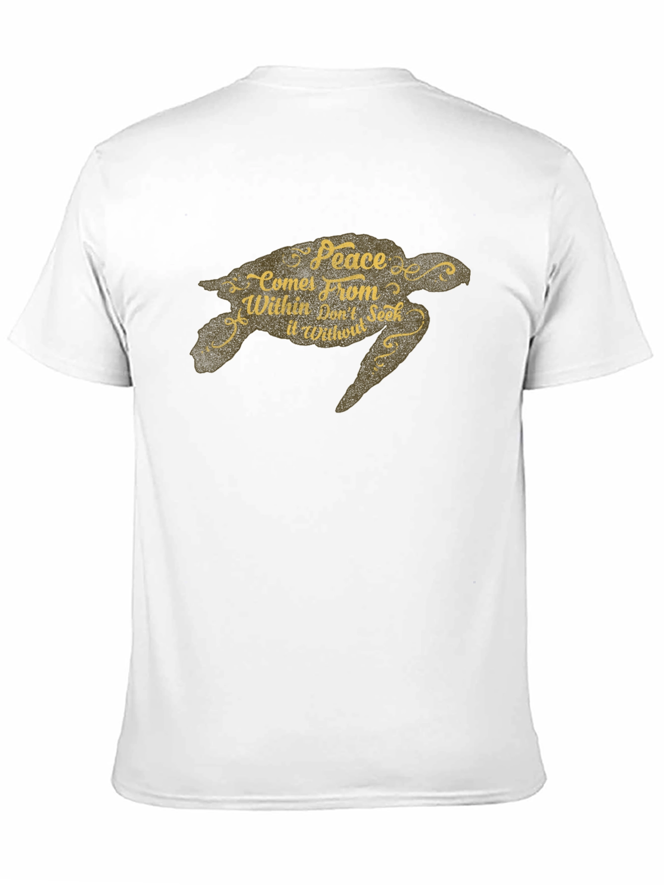 Peace Turtle Graphic Tee - Black Crew Neck T-Shirt