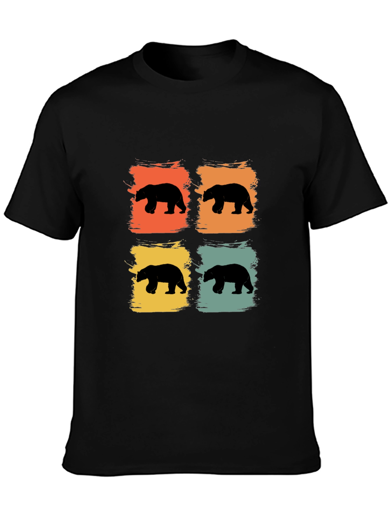 Retro Bear Silhouette Graphic Tee - Black