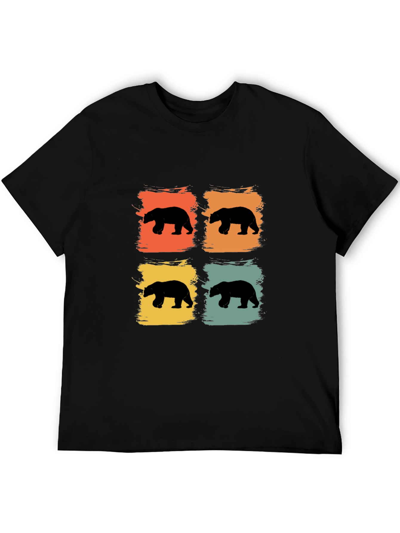 Retro Bear Silhouette Graphic Tee - Black