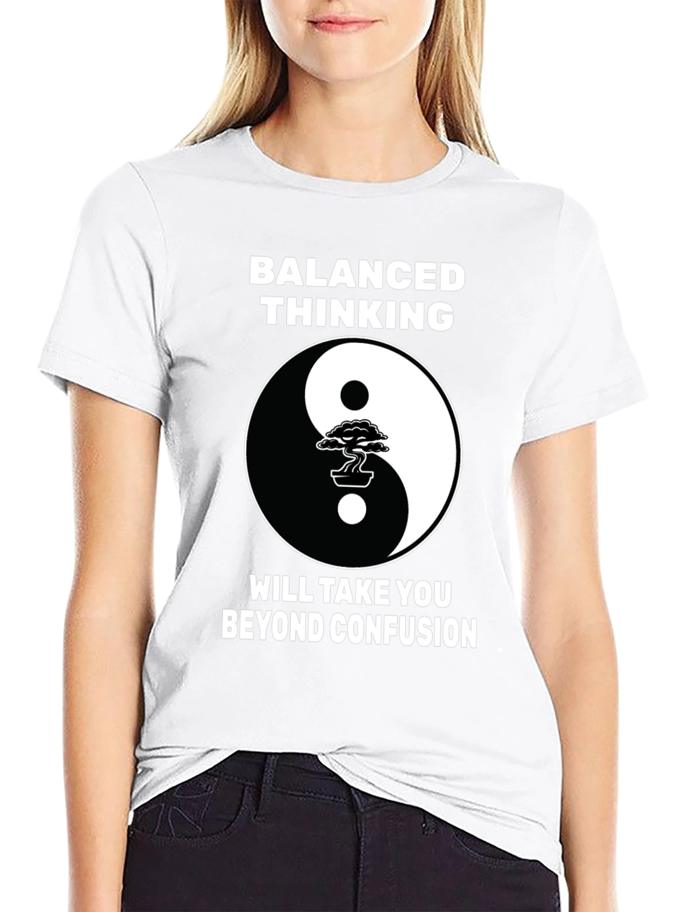 Balanced Thinking Yin Yang Bonsai Tree Graphic T-Shirt