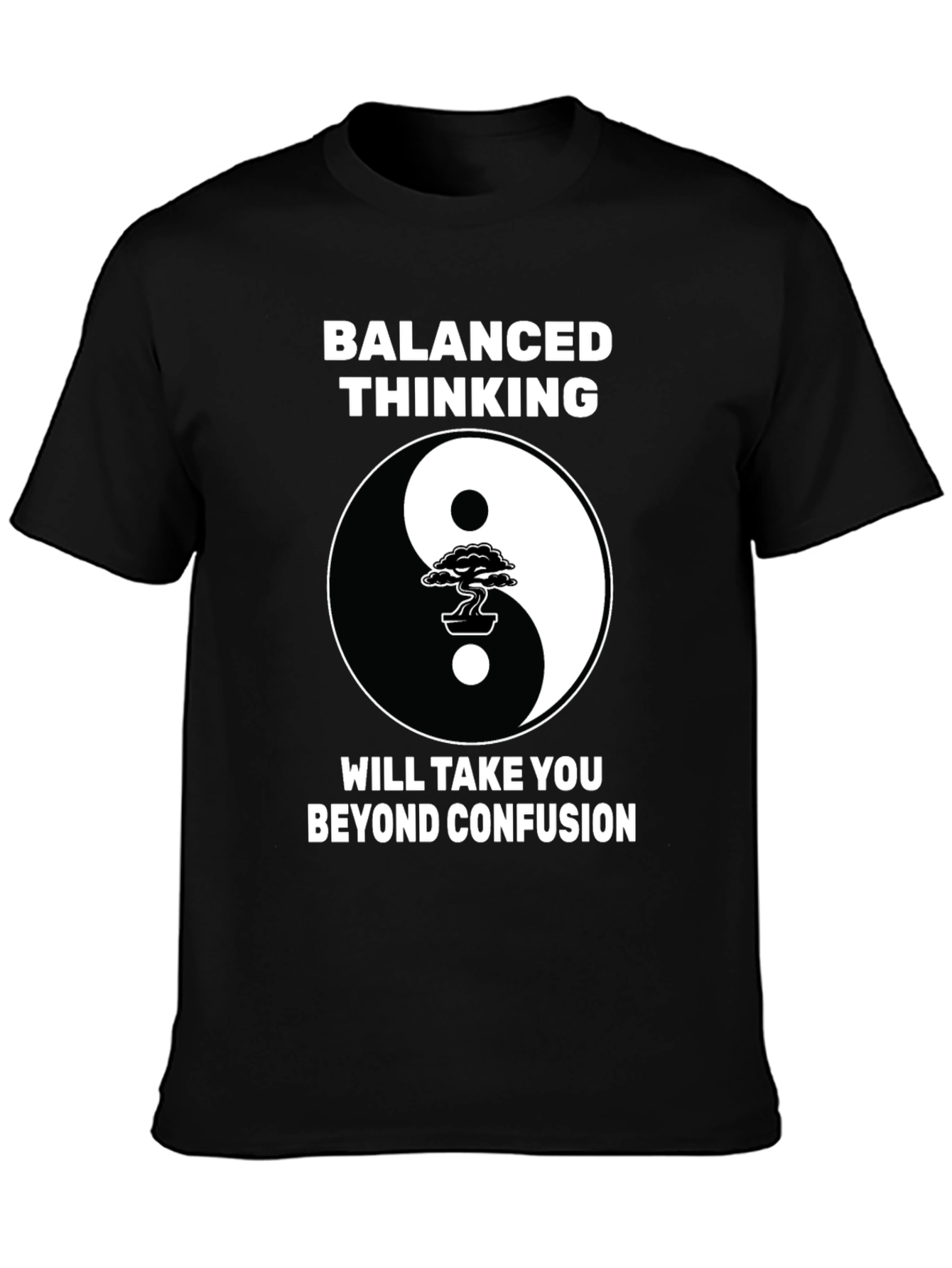 Balanced Thinking Yin Yang Bonsai Tree Graphic T-Shirt