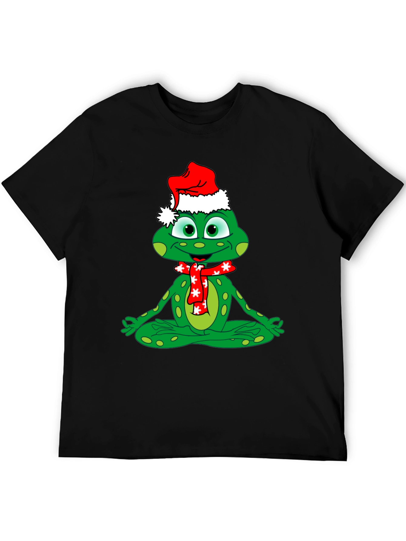 Festive Frog Tee: Meditating Christmas Cheer