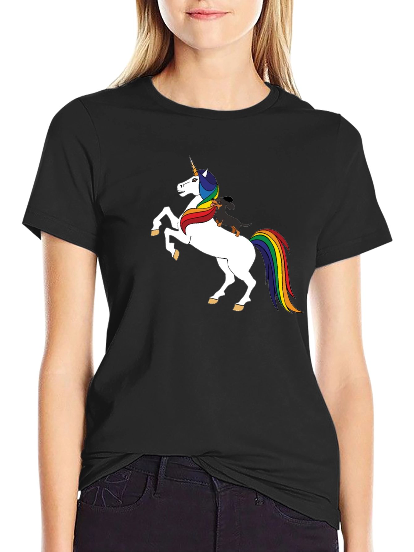 Unicorn and Dachshund Graphic Tee