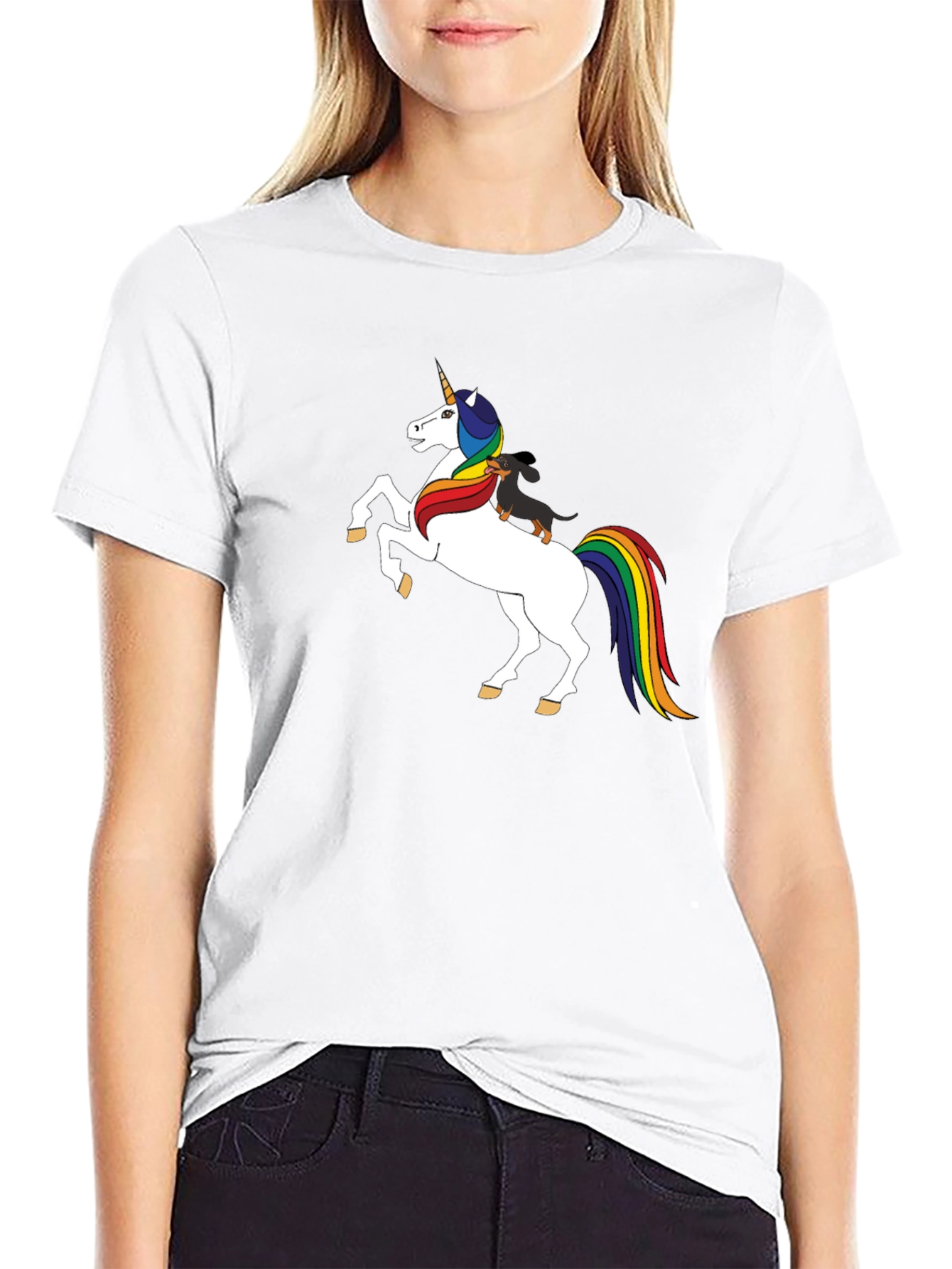 Unicorn and Dachshund Graphic Tee