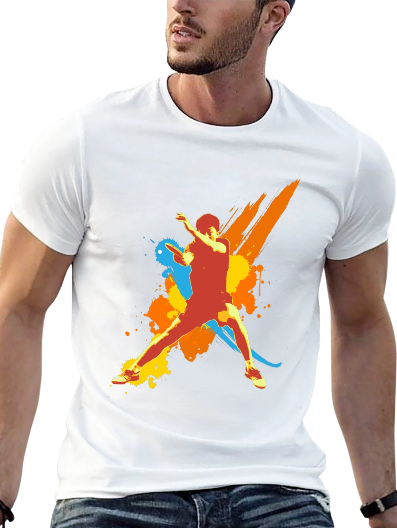 Abstract Athlete Graphic Tee - Black
