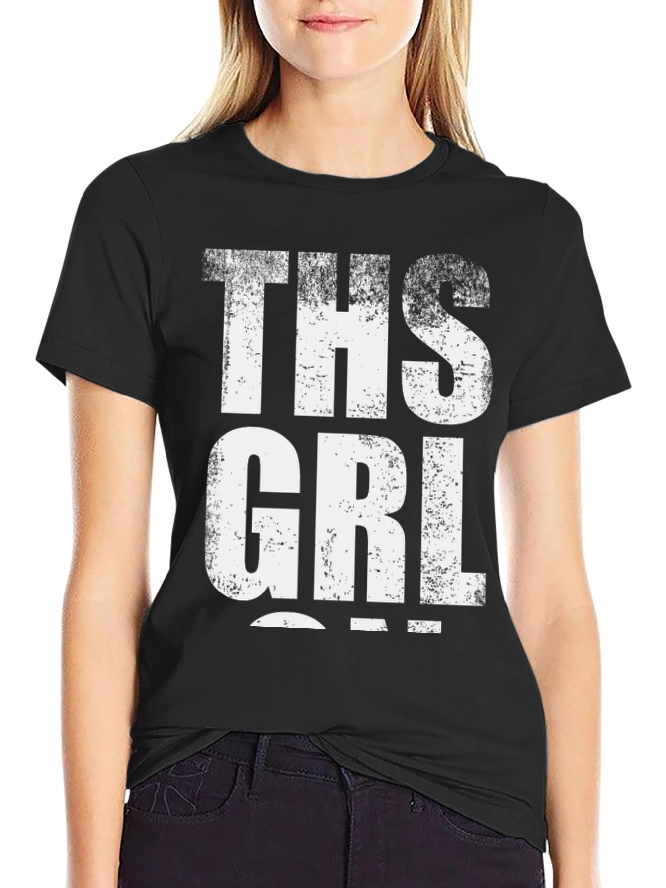 THS GRL Graphic Tee - Distressed Print